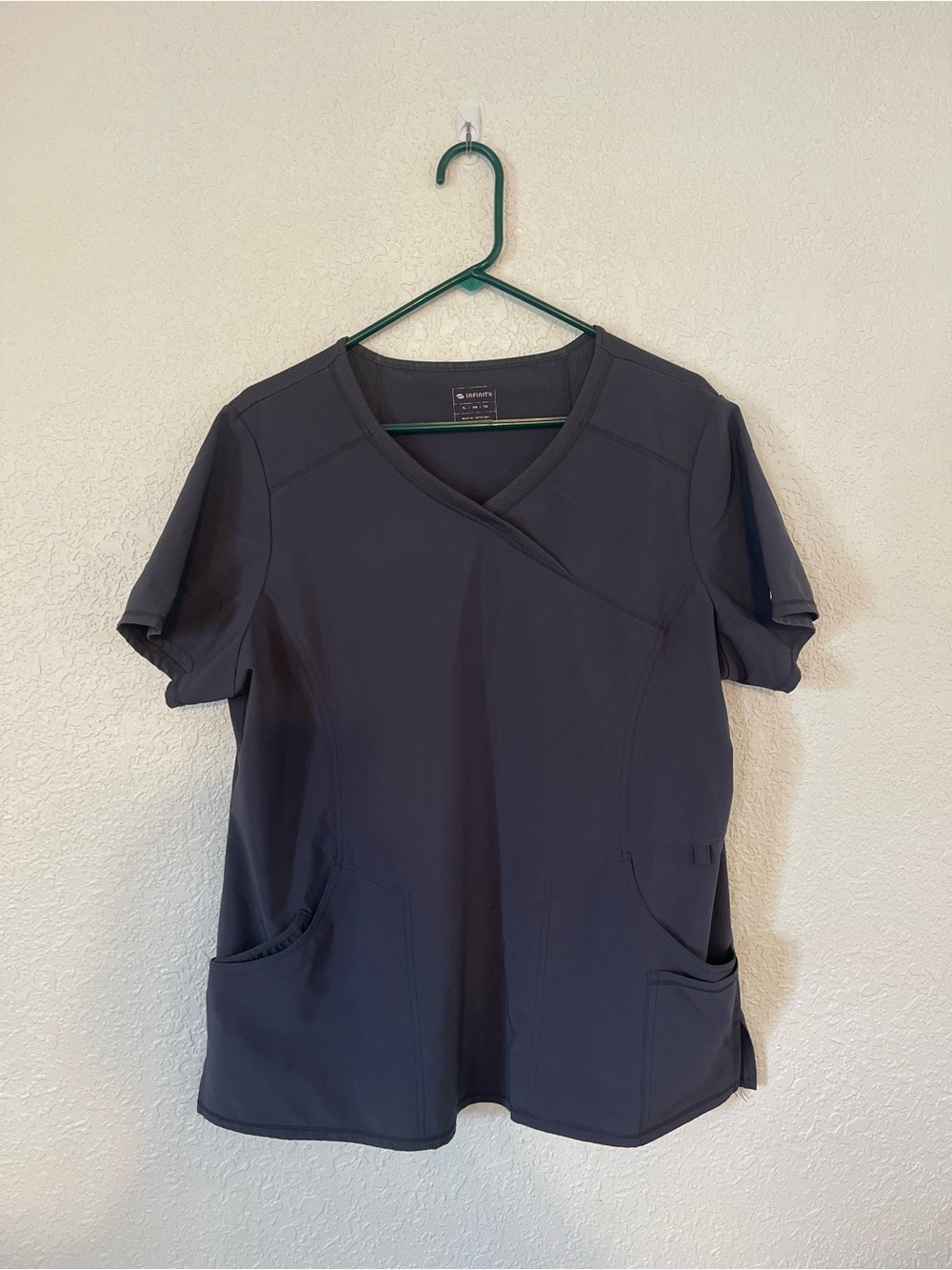 Women's V-Neck Short Sleeve Scrub Top - Charcoal
